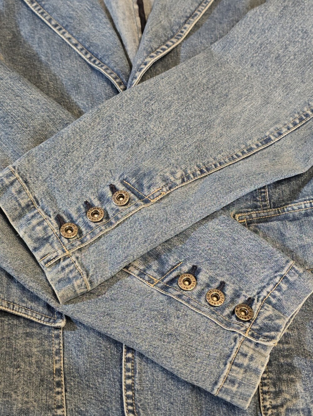 Vintage Tommy Hilfiger Denim Blazer Jacket Size 14 Y2K Blue Stretch Cotton - Picture 15 of 15